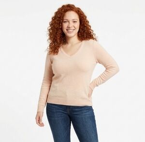 Apt 9 100% Cashmere V-Neck Sweater - Blush Pink - Size L